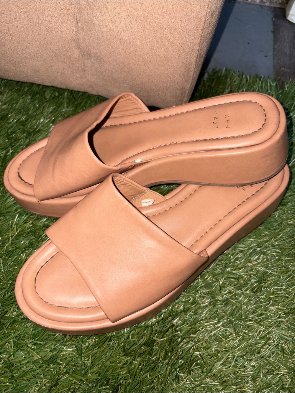 a new day Tan Platform Slide Mules